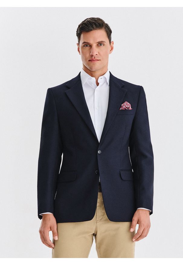 Pako Lorente - PAKO LORENTE - Wełniana marynarka w kolorze granatowym. Kolor: niebieski. Materiał: wełna