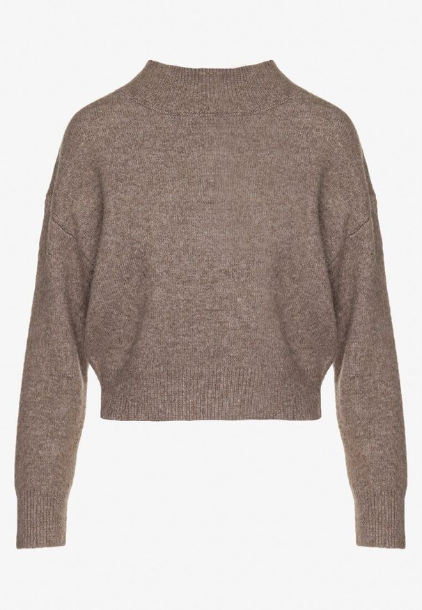 Born2be - Brązowy Golf z Domieszką Wełny o Pudełkowym Kroju Parirra. Okazja: na co dzień. Typ kołnierza: golf. Kolor: brązowy. Materiał: wełna. Wzór: aplikacja. Styl: casual, wizytowy