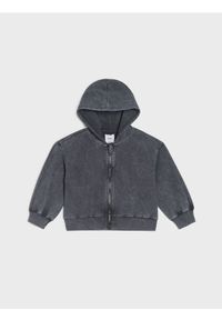 Sinsay - Rozpinana bluza z kapturem z efektem sprania - szary. Typ kołnierza: kaptur. Kolor: szary #1