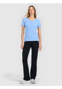 4f - 4F T-shirt slim z nadrukiem damski - niebieski S. Okazja: na co dzień. Kolor: niebieski. Materiał: materiał, bawełna, jersey, dzianina, elastan. Wzór: nadruk. Styl: sportowy, klasyczny, casual #2