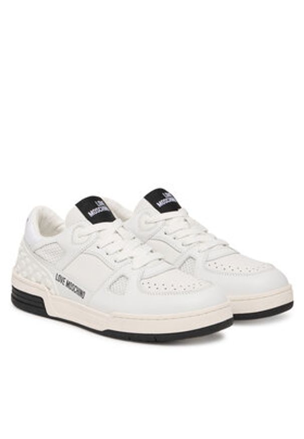 Love Moschino - LOVE MOSCHINO Sneakersy JA15084G1OIKB10A Biały. Kolor: biały. Materiał: skóra