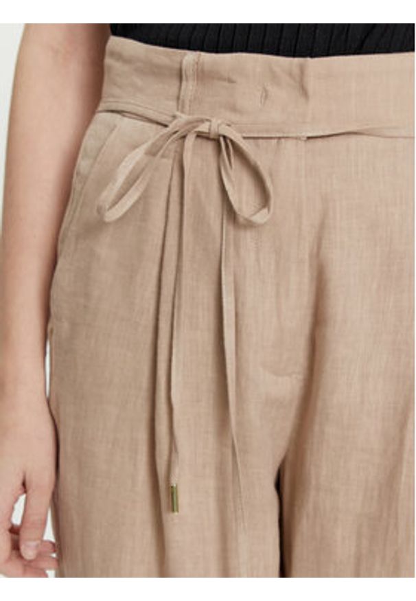 Marella Spodnie materiałowe Ilsa 2413131194 Beżowy Relaxed Fit. Kolor: beżowy. Materiał: len
