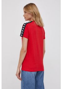 Kappa T-shirt bawełniany kolor czerwony. Okazja: na co dzień. Kolor: czerwony. Materiał: bawełna. Wzór: aplikacja. Styl: casual #3