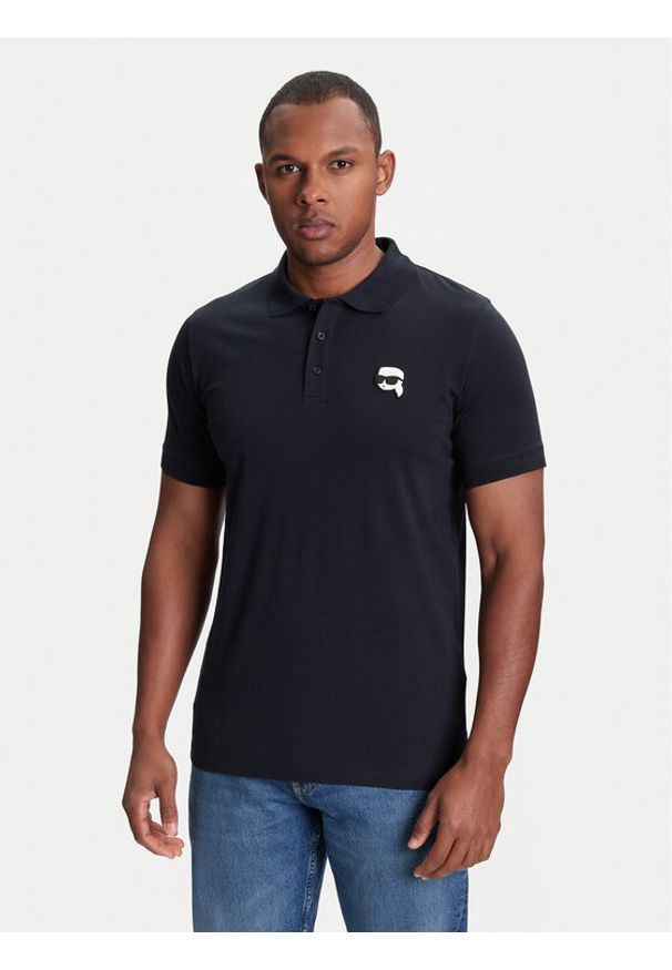 Karl Lagerfeld - KARL LAGERFELD Polo 745710 553224 Granatowy Regular Fit. Typ kołnierza: polo. Kolor: niebieski. Materiał: bawełna
