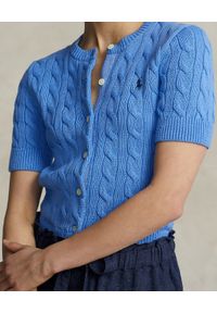 Ralph Lauren - RALPH LAUREN - Niebieski sweter z krótkimi rękawami. Typ kołnierza: polo. Kolor: niebieski. Materiał: prążkowany. Długość rękawa: krótki rękaw. Długość: krótkie. Wzór: haft #3