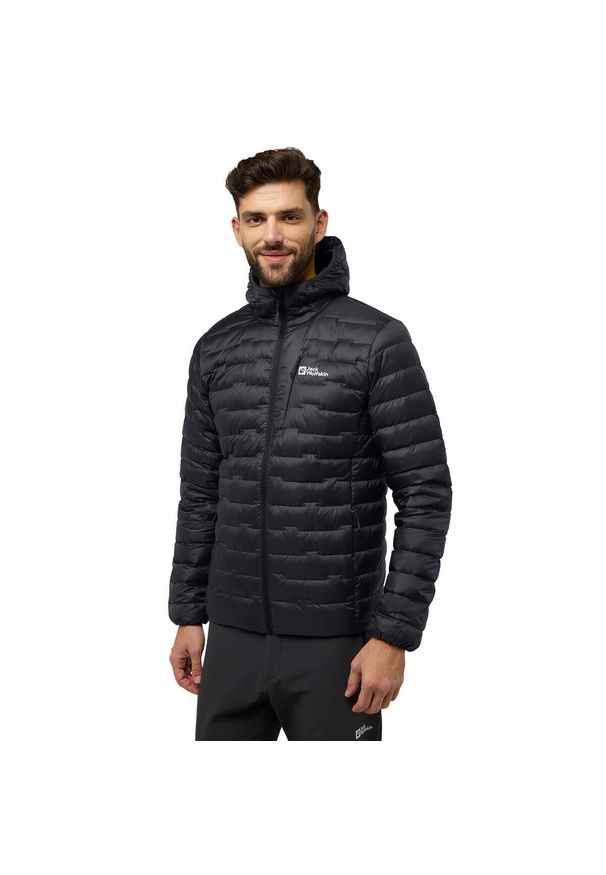 Kurtka trekkingowa męska Jack Wolfskin A618316350. Typ kołnierza: golf, kaptur. Kolor: czarny. Materiał: syntetyk. Sport: golf