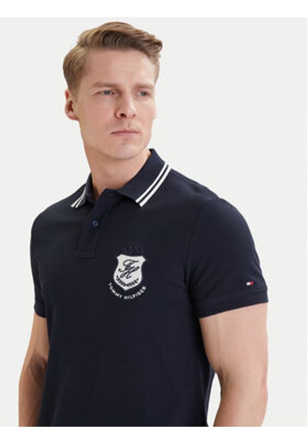 TOMMY HILFIGER - Tommy Hilfiger Polo Badge MW0MW43061 Granatowy Regular Fit. Typ kołnierza: polo. Kolor: niebieski. Materiał: bawełna