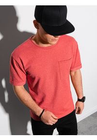 Ombre Clothing - T-shirt męski z nadrukiem S1371 - czerwony - XXL. Kolor: czerwony. Materiał: bawełna, dzianina, poliester. Wzór: nadruk