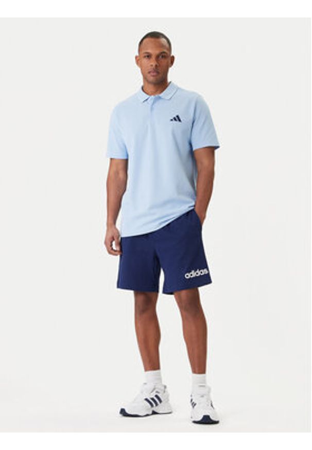 Adidas - adidas Polo Small Logo Pique KS5530 Błękitny Regular Fit. Typ kołnierza: polo. Kolor: niebieski. Materiał: bawełna