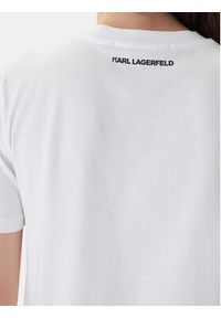 Karl Lagerfeld - KARL LAGERFELD T-Shirt B1W17091 Biały Regular Fit. Typ kołnierza: dekolt w karo. Kolor: biały. Materiał: bawełna #5