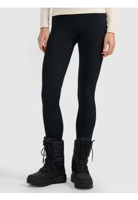 4f - 4F Legginsy dzianinowe damskie - czarne M. Okazja: na co dzień. Stan: podwyższony. Kolor: czarny. Materiał: dzianina. Styl: casual #2