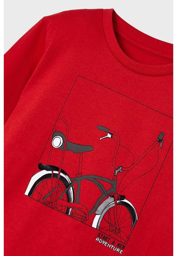 Mayoral longsleeve bawełniany dziecięcy kolor bordowy z nadrukiem. Okazja: na co dzień. Kolor: czerwony. Materiał: bawełna. Długość rękawa: długi rękaw. Wzór: nadruk. Styl: casual