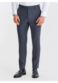 Pako Lorente - PAKO LORENTE – Granatowe spodnie garniturowe. Kolor: niebieski. Materiał: poliester, elastan, wiskoza. Wzór: melanż