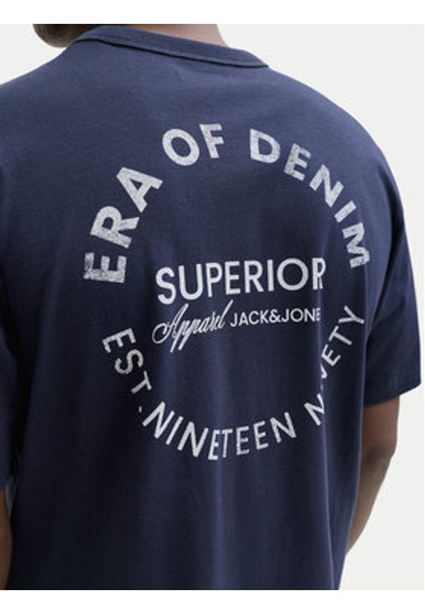 Jack & Jones T-Shirt Edover 12288005 Granatowy Regular Fit. Kolor: niebieski. Materiał: bawełna