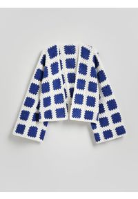 Reserved - Wzorzysty kardigan - niebieski. Kolor: niebieski. Materiał: dzianina, bawełna #1