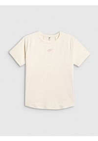 4f - 4F Koszulka treningowa regular szybkoschnąca damska - biała S. Kolor: biały. Materiał: materiał, włókno. Sport: fitness #1