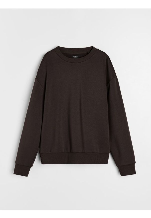 Sinsay - Bluza basic comfort fit - brązowy. Kolor: brązowy