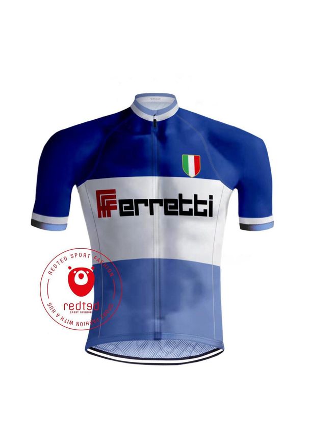 REDTED - Camisola DE CICLISMO RETRO FERRETTI - VERMELHO. Kolor: czarny. Materiał: poliester