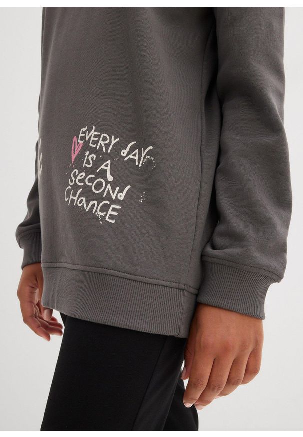 bonprix - Bluza z czystej bawełny organicznej. Kolor: szary. Materiał: bawełna. Wzór: nadruk