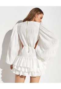 BRONX AND BANCO - Biała sukienka mini Lila. Kolor: biały. Materiał: materiał. Typ sukienki: rozkloszowane. Długość: mini #4