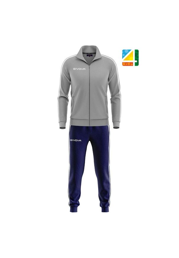 Dres szkolny Givova Terry 5XS. Kolor: niebieski, szary, wielokolorowy. Materiał: dresówka. Sport: piłka nożna