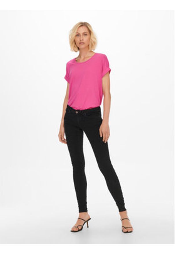 only - ONLY T-Shirt 15106662 Różowy Regular Fit. Kolor: różowy. Materiał: wiskoza