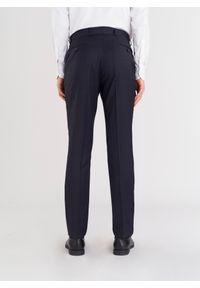 Pako Lorente - PAKO LORENTE – Granatowe spodnie garniturowe w subtelną kratę. Kolor: niebieski. Materiał: wełna. Styl: klasyczny, elegancki #5