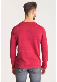 Joop! Collection - Bordowy sweter Joop Collection Lajos. Kolor: czerwony. Materiał: bawełna, len. Wzór: aplikacja #4