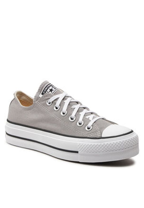 Converse Trampki Chuck Taylor All Star Lift Platform Ox A07573C Szary. Kolor: szary. Materiał: materiał. Obcas: na platformie