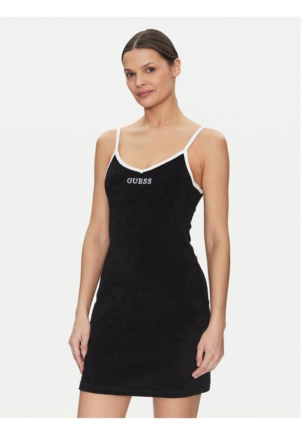 Guess Sukienka codzienna E5GK15 KCQV1 Czarny Bodycon Fit. Okazja: na co dzień. Kolor: czarny. Materiał: bawełna. Typ sukienki: bodycon, proste. Styl: casual