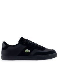 Buty Lacoste Court Master Pro 2222SMA 744SMA0084-02H - czarne. Zapięcie: sznurówki. Kolor: czarny. Materiał: guma, skóra, syntetyk, materiał, zamsz. Szerokość cholewki: normalna. Sport: tenis