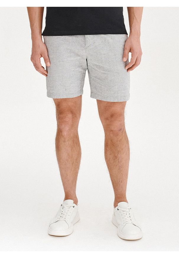 Pako Lorente - PAKO LORENTE - Szare szorty męskie z lnem. Okazja: na co dzień. Kolor: szary, różowy. Materiał: len. Sezon: lato. Styl: casual