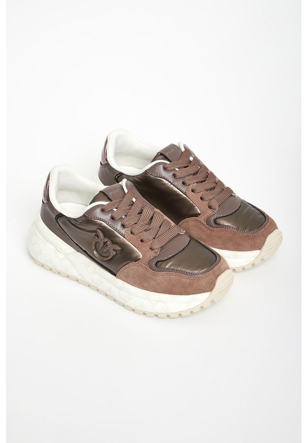 Pinko - Sneakersy damskie skórzane Gem 07 PINKO. Materiał: skóra