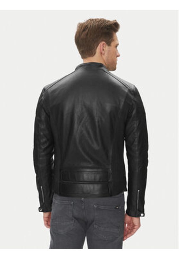 Serge Pariente Kurtka skórzana Couture Czarny Slim Fit. Kolor: czarny. Materiał: skóra