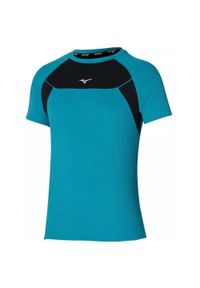 Koszulka biegowa męska Mizuno DryAeroFlowTee oddychająca. Kolor: niebieski