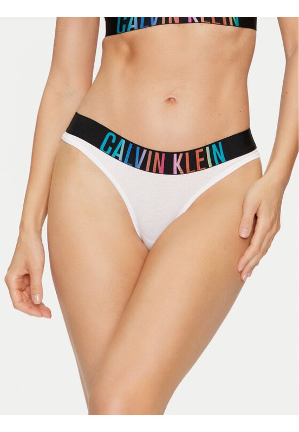 Calvin Klein Underwear Stringi 000QF7833E Biały. Kolor: biały. Materiał: bawełna