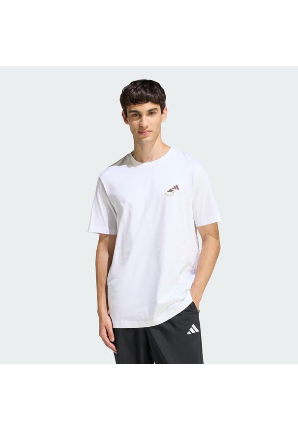 Adidas - Koszulka Coffee Cafe Cheesecake Graphic. Kolor: biały. Wzór: nadruk. Sport: fitness