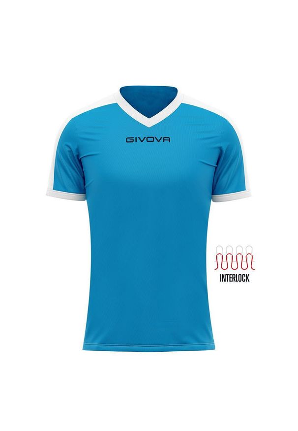 Koszulka piłkarska dla dzieci Givova Revolution Interlock. Kolor: biały, niebieski, wielokolorowy. Sport: piłka nożna