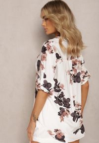 Renee - Biało-Beżowa Koszula Bawełniano-Wiskozowa w Kwiaty z Rękawem 3/4 Spiceria. Kolor: biały. Materiał: bawełna, wiskoza. Wzór: kwiaty. Sezon: lato #2