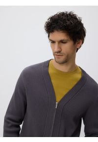 Reserved - Rozpinany kardigan - szary. Kolor: szary. Materiał: bawełna, dzianina #1