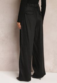 Renee - Czarne Szerokie Spodnie High Waist z Kieszeniami Keanne. Okazja: na co dzień. Stan: podwyższony. Kolekcja: dla wysokich. Kolor: czarny. Styl: casual