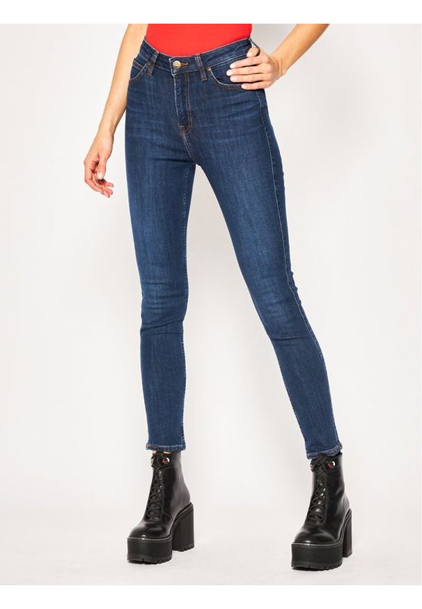 Lee Jeansy Super Skinny Fit Ivy L32EMOHW Granatowy Super Skinny Fit. Kolor: niebieski. Materiał: jeans