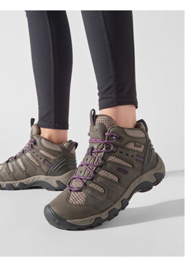 keen - Keen Trekkingi Koven Mid Wp Bungee 1024027 Brązowy. Kolor: brązowy. Materiał: nubuk, skóra