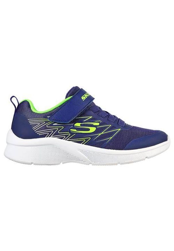 skechers - Buty do chodzenia dla dzieci Skechers Microspec Texlor. Kolor: niebieski. Materiał: guma, materiał, tkanina, syntetyk. Sport: turystyka piesza