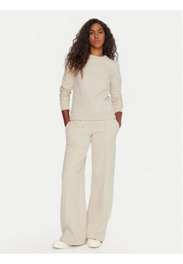 Guess Jeans Bluza W4YQ10 KC811 Beżowy Regular Fit. Kolor: beżowy. Materiał: bawełna