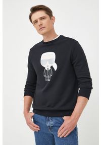Karl Lagerfeld bluza bawełniana męska kolor czarny z nadrukiem. Kolor: czarny. Materiał: bawełna. Wzór: nadruk