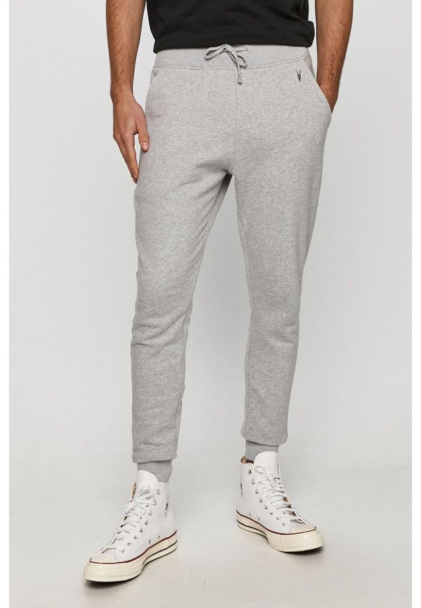 AllSaints - Spodnie Raven Sweat Pant. Kolor: szary. Materiał: materiał