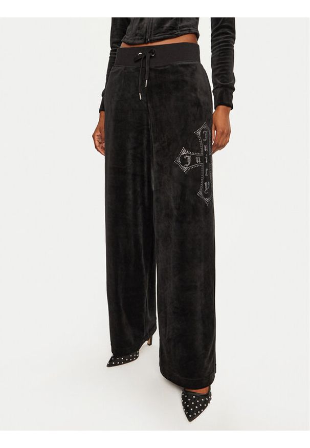 Juicy Couture Spodnie dresowe Jerry Cross JCBBJ224833 Czarny Wide Leg. Kolor: czarny. Materiał: syntetyk