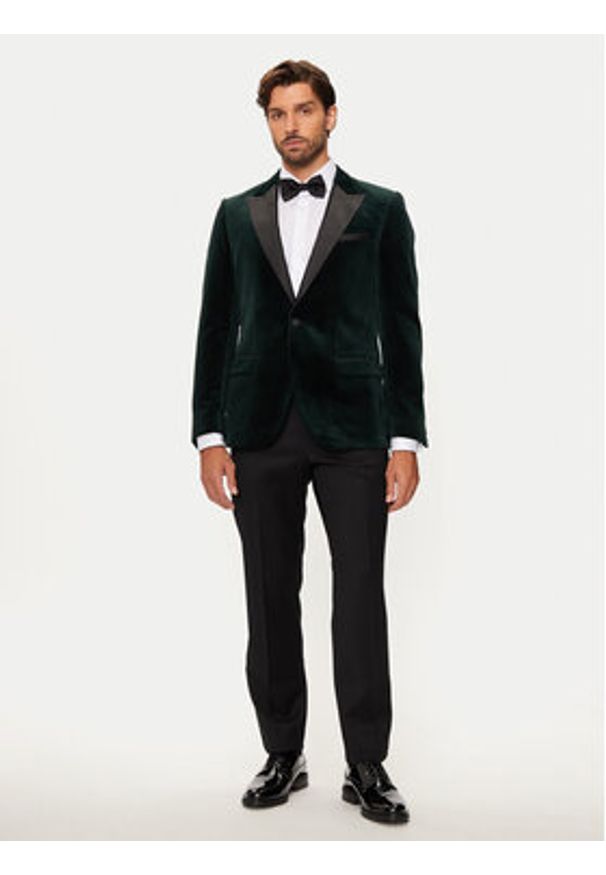 Hugo Marynarka Henry244E1X 50524909 Zielony Slim Fit. Kolor: zielony. Materiał: bawełna