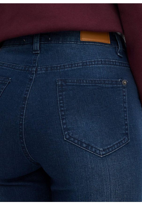 bonprix - Dżinsy ze stretchem, skinny, high waist, cropped. Stan: podwyższony. Kolor: niebieski